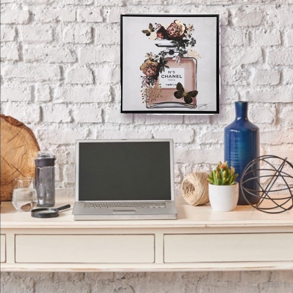 CHANEL No.5 Floral Roses Butterfly Fashion Perfume Bottle Canvas Wall Decor - Picture 5 of 12